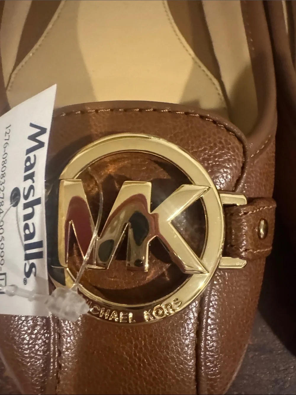 MICHAEL Michael Kors Chestnut Brown Leather MK Logo Ballet Flats